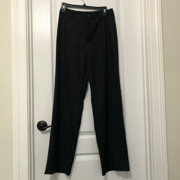 Commense Women's High Waisted‎ Pleated Straight Leg Trousers Pants Black Medium - Picture 1 of 11